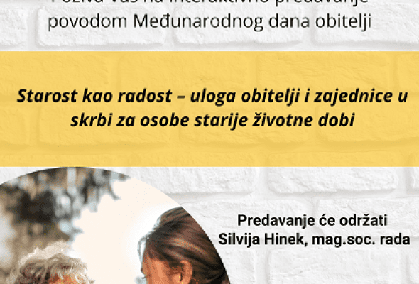 U Amadei predavanje “Starost kao radost – uloga obitelji i zajednice u skrbi za starije životne dobi” - Vijesti - Elatus