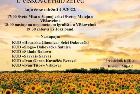 KUD ,,Ivan Tišov'' poziva na manifestaciju "U Viškovce prid žetvu'' - Lifestyle - Novi Radio, Đakovo