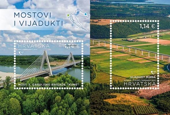 Most 3.gardijske brigade "Kune" i vijadukt "Mirna" na novim poštanskim markama - Culture - Elatus