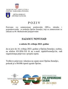 Općina Semeljci organizira odlazak na 90. Međunarodni poljoprivredni sajam - Gospodarstvo - Elatus