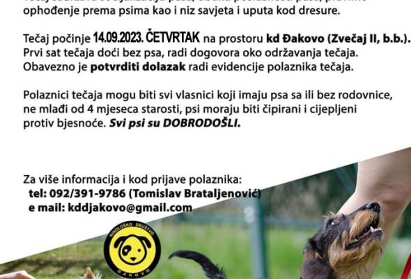Kinološko društvo Đakovo poziva na tečaj osnovne poslušnosti pasa - Vijesti - Elatus