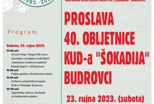 KUD “Šokadija” Budrovci obilježava 40 godina postojanja - Culture - Elatus