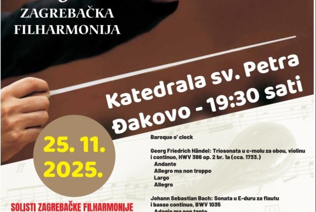 Đakovo: Zagrebačka filharmonija s baroknim programom „Baroque o' clock